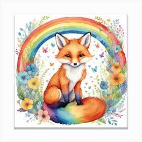 Default Rainbow Fox Nursery Art 3 Canvas Print