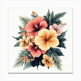 Hibiscus Flowers Art 1 Canvas Print