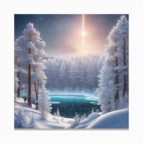 Winter Forest With Visible Horizon And Stars From Above Drone View Ultra Hd Realistic Vivid Colo (2) Canvas Print