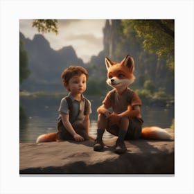 Fox And The Hare Canvas Print