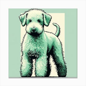 Green Drawing Dog Bedlington Fluffy 1 Canvas Print