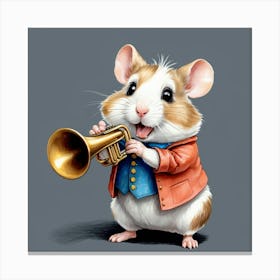 Hamster Playing The Trumpet Canvas Print