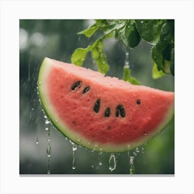 Watermelon In The Rain 2 Canvas Print