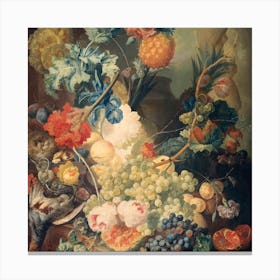 Fruit And Birds In A Vase Canvas Print