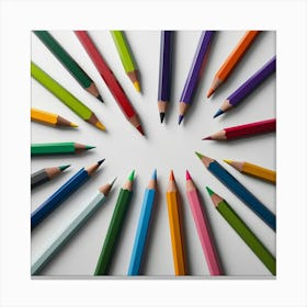 Colorful Pencils In A Circle Canvas Print