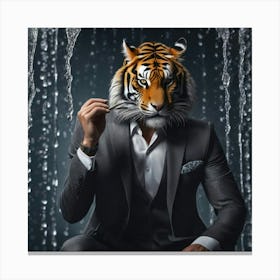 Tiger In The Rain Canvas Print