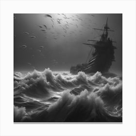 Ship In The Storm Canvas Print