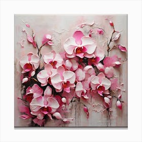 Pattern with pink Orchid flowers 3 Canvas Print