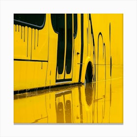 Yellow Bus In The Rain Canvas Print