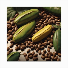 Coffee Beans And Leaves 13 Canvas Print