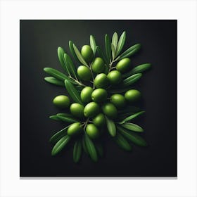 Olives On Black Background Canvas Print