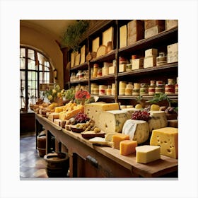 Step Into A Cheese Shop Thats A Feast For The Senses Where Every Corner Whispers The Secrets Of It's Cheese Canvas Print