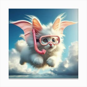 Cute Kitten Flying In The Sky Canvas Print