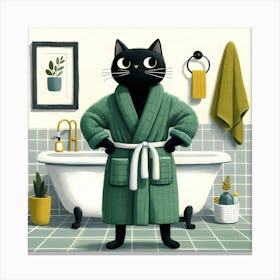 Cat In Bathrobe Canvas Print