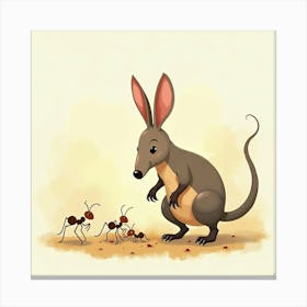 Kangaroo And Ants 1 Canvas Print