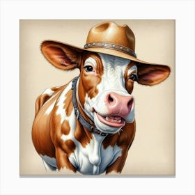 Cow With Hat 1 Canvas Print