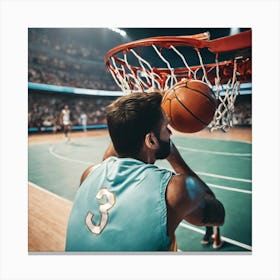 Basketball Player Dunks The Ball 1 Canvas Print