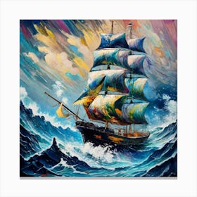 Seascape Ship On The High Seas Storm High Wav (3) Canvas Print