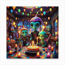 Aliens Birthday Party II Canvas Print