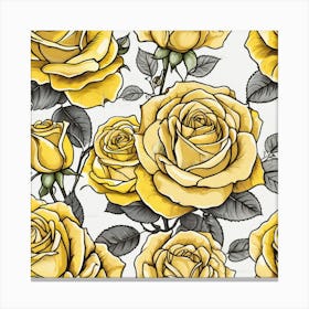 Yellow Roses Seamless Pattern 10 Canvas Print