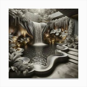 Waterfall In The Garden Canvas Print