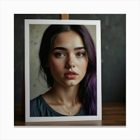 Portrait Of A Girl With Purple Hair Canvas Print