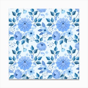 Blue Floral Pattern Canvas Print