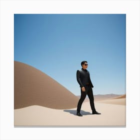 Man Walking In Desert Canvas Print