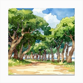 Japanese Seaside Trees Canvas Print