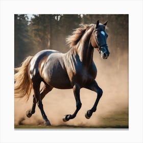 Horse Galloping In The Field Canvas Print