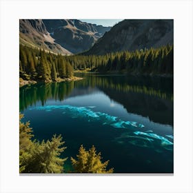 Blue Lake In The Mountains Canvas Print