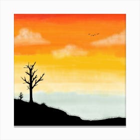 Sunset At Cliff Canvas Print