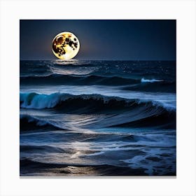 Full Moon Over The Ocean 1 Canvas Print