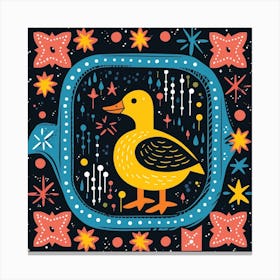 Duckling Linocut Pattern 2 Canvas Print