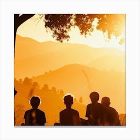 Children At Sunset Canvas Print