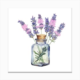 Lavender In A Glass Bottle Canvas Print