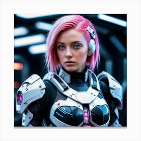 Futuristic Girl With Pink Hair Canvas Print