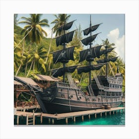 Pirate Ship Docked At A Dock Canvas Print