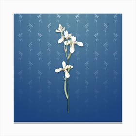Vintage Siberian Iris Botanical on Bahama Blue Pattern n.1297 Canvas Print