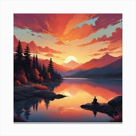 Sunset By The Lake 2 Canvas Print