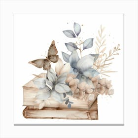 Butterfly On A Book 1 Canvas Print