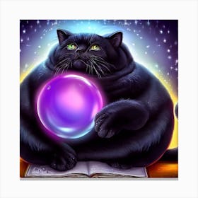 Black Cat With A Magic Ball 1 Canvas Print