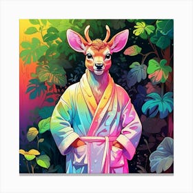 Deer In Bathrobe 1 Canvas Print