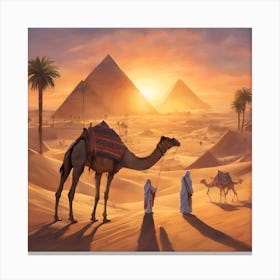 Camels In The Desert Canvas Print