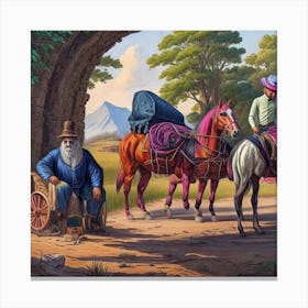 Man And His Horse Canvas Print