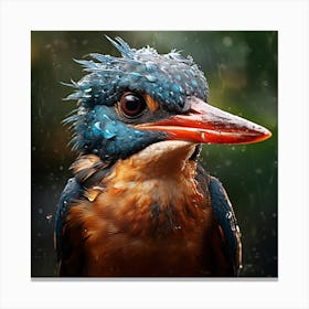 Kingfisher In The Rain Canvas Print