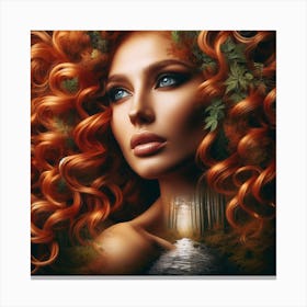 Woman With Red Curly Hair Canvas Print