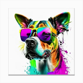 Colourful Dog Sunglasses (10) Canvas Print