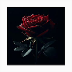 Red Rose On Black Background Canvas Print