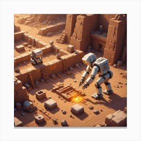 Robots In The Desert 7 Canvas Print